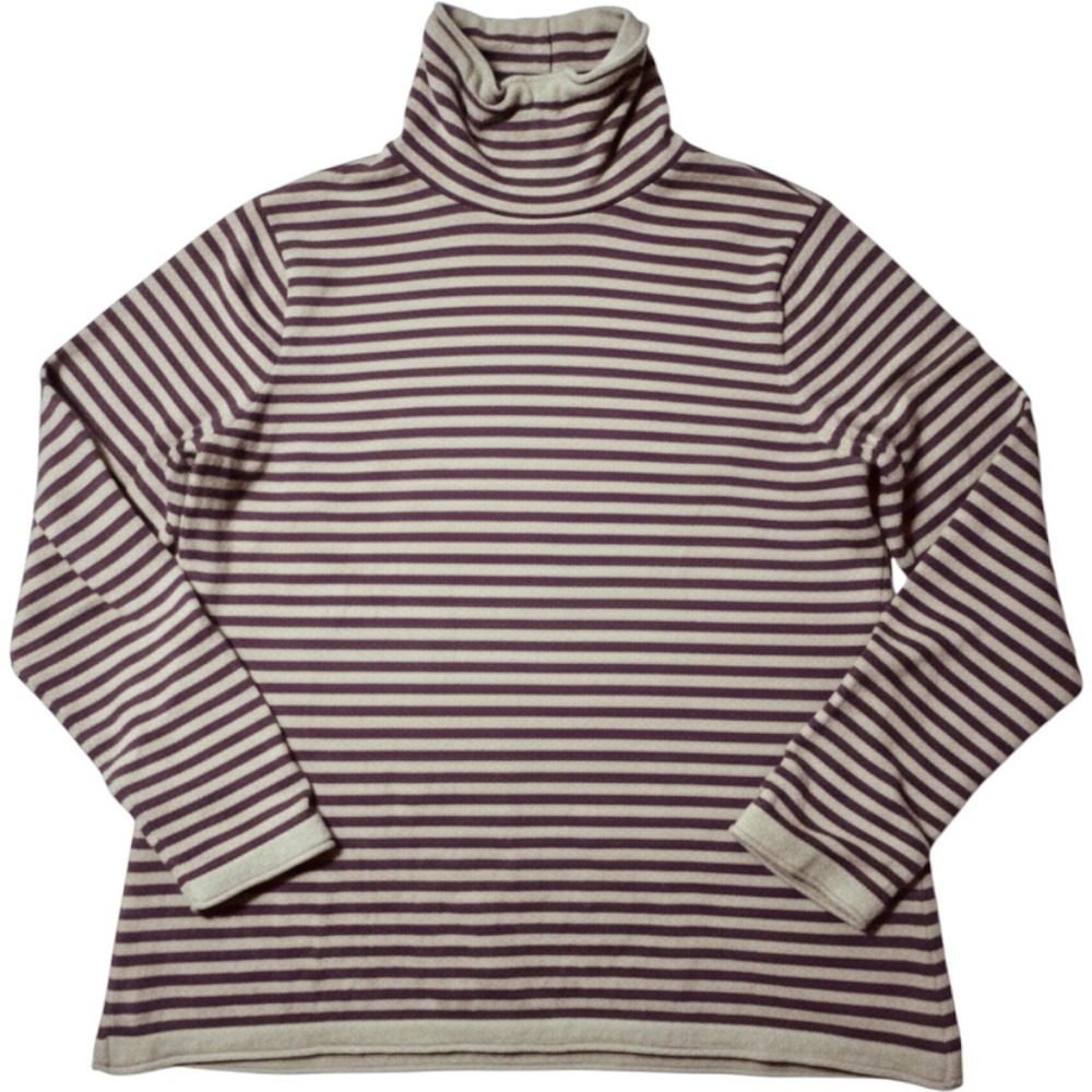 Unbranded Striped Turtleneck Sweater Womens 2X Purple Green Preppy Casual